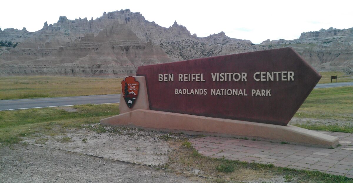 NPS sign for the Ben Reifel Visitor Center - in Badlands National Park South Dakota