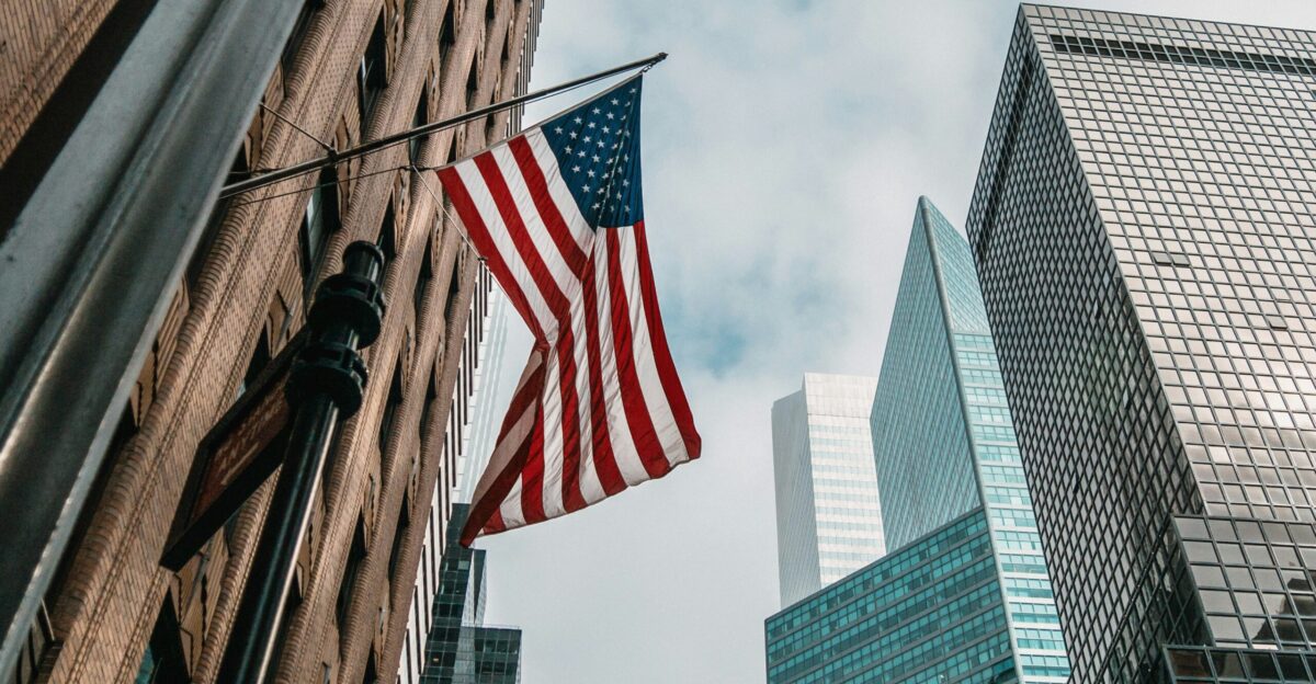 low angle photo of flag of U S A