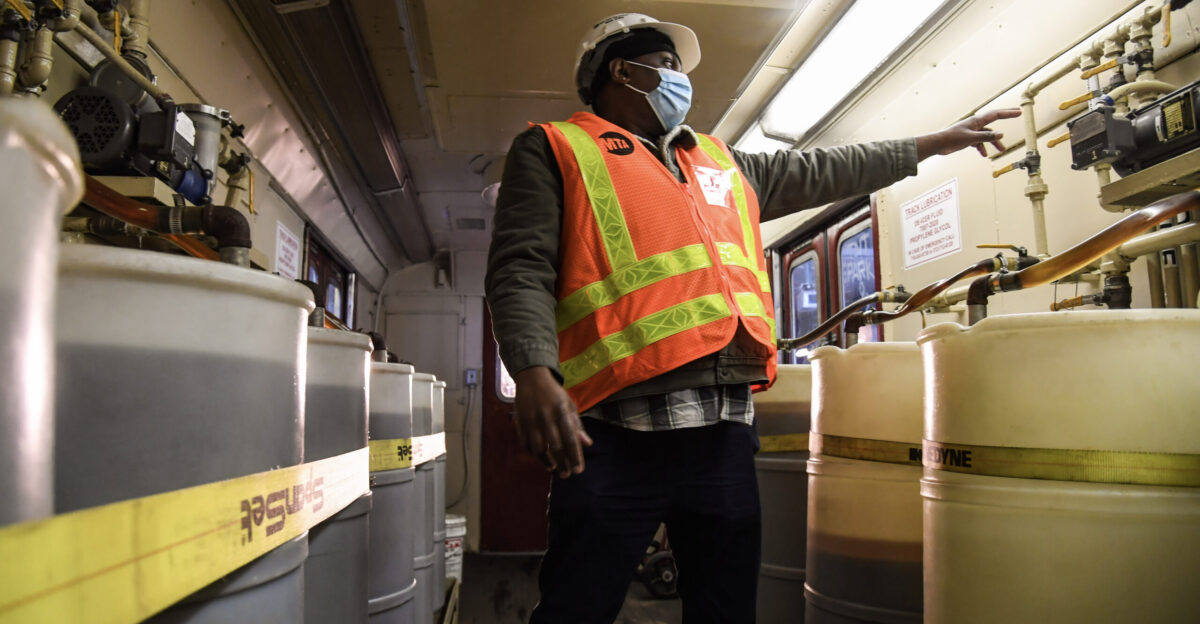 Snow storm on Mon February 1 2021 MSI Ravi Ganpat aboard a De-icer Train Marc A Hermann MTA New York City Transit