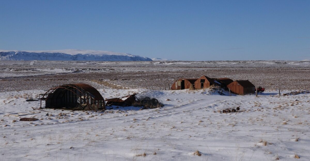 old farm winter in iceland old times gray time gray farm