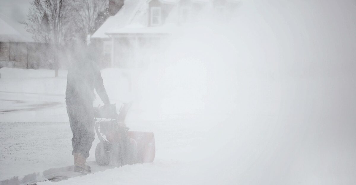 winter storm snowblowing snowblower snow blowing blower snowstorm nature storm windy whiteout winter