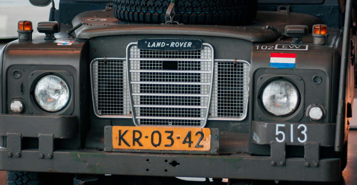 a brown truck parked inside of a building