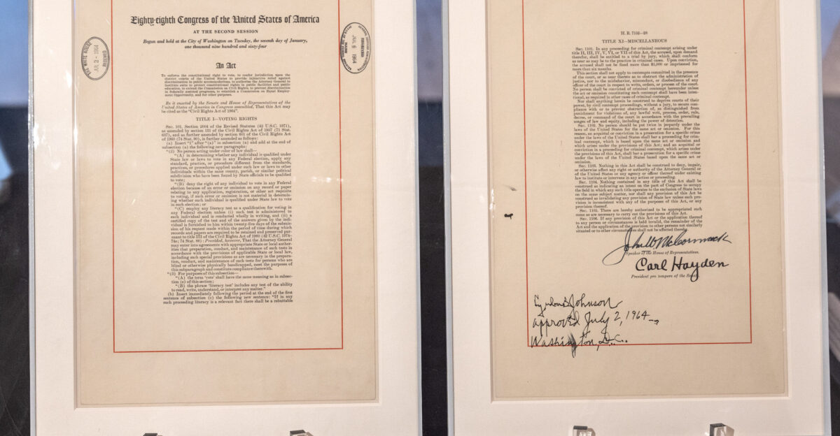 The Civil Rights Act of 1964 signed by President Lyndon B Johnson on July 2 1964 LBJ Library photo by Jay Godwin 07 02 2024